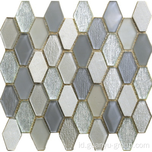 Kaca Campuran Batu Hexagon Mosaic